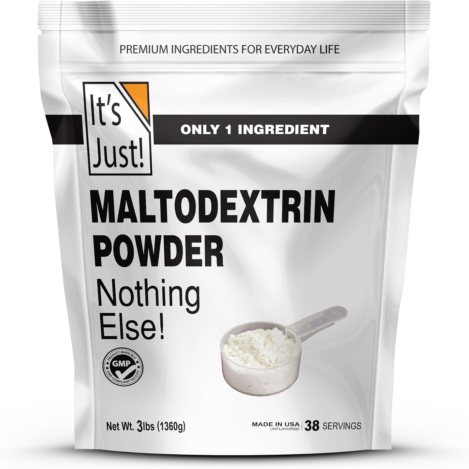 It’s Just! – Mass Gainer Powder, 100% Maltodextrin (Complex Carbohydrates), Sustained Energy, Rapid Absorption, Non-GMO, Easily Add to Any Protein Shake, 3lbs / 38 Servings