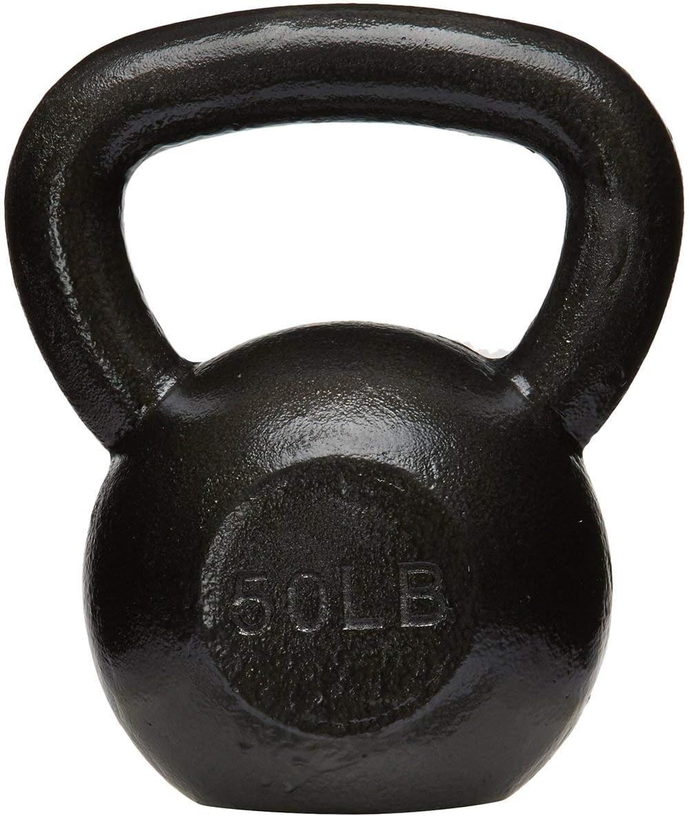 Amazon Basics Cast Iron Kettlebell for Strength Training, Textured Wide Handle, Black
