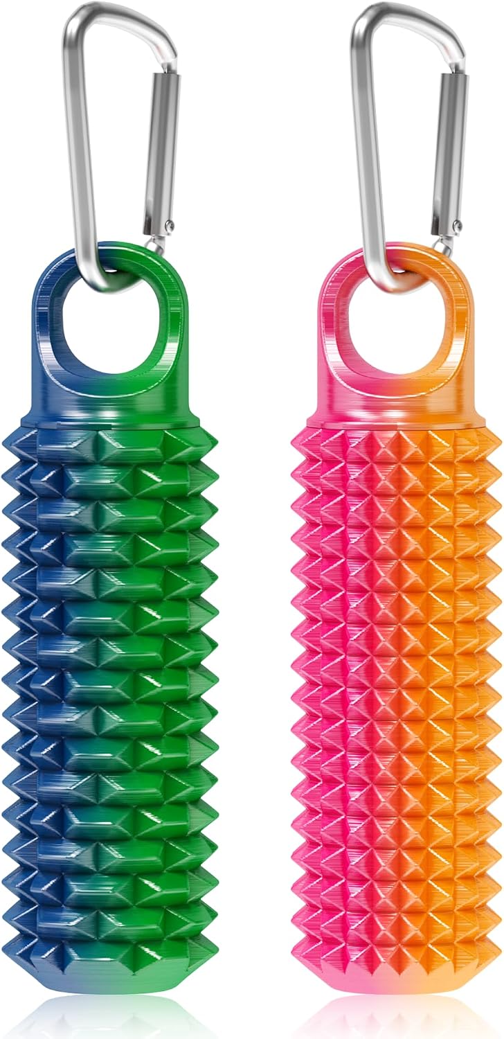 2 Pack Little Ouchies Pain Fidget Toy with Adjustable Weight & Carabiner, 3D Printed Spiky Sensory Keychain for Anxiety Relief and Focus – Portable Stress Relief Tool for Adults, Teens, Skin Picking