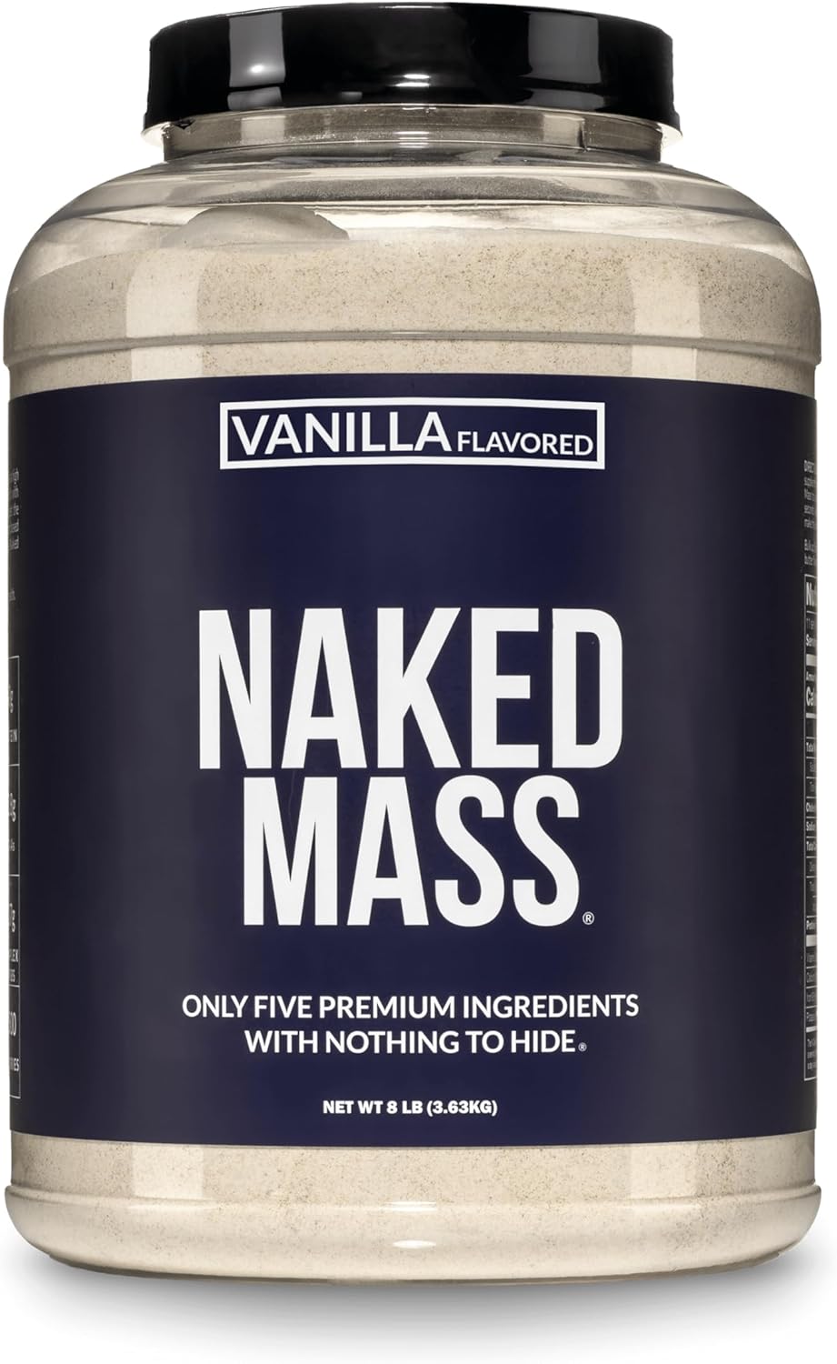 NAKED Vanilla Mass – All Natural Vanilla Weight Gainer Protein Powder – 8lb Bulk, NSF Certified, GMO Free, Gluten Free & Soy Free, No Artificial Ingredients – 1,260 Calories – 11 Servings