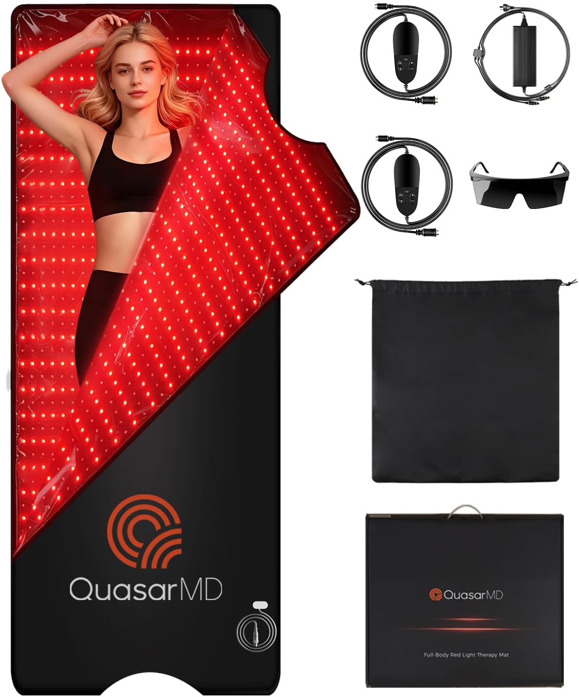 QuasarMD Medical-Grade Full Body Red Light Therapy Mat, 2052 PCS Professional 5050 LED More Effective 660nm & 850nm Infrared Light Sleeping Bag for Pain Relief, Enhances Recovery, Improve Sleep | Medical-Grade TPU