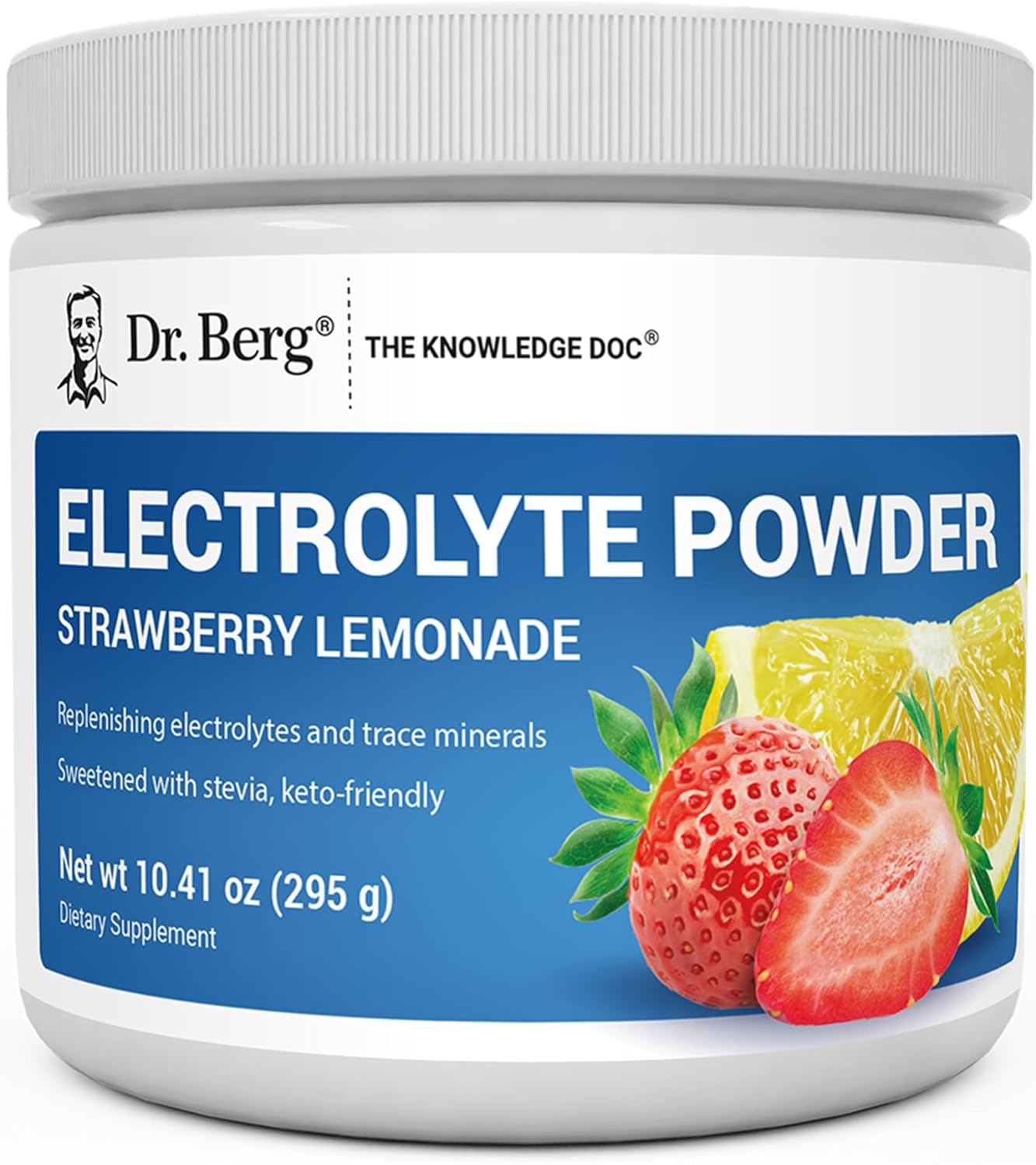 Dr. Berg Zero Sugar Hydration Keto Electrolyte Powder – Enhanced w/ 1000 mg of Potassium & Real Pink Himalayan Salt (NOT Table Salt) – Strawberry Lemonade Hydration Drink Supplement – 50 Servings
