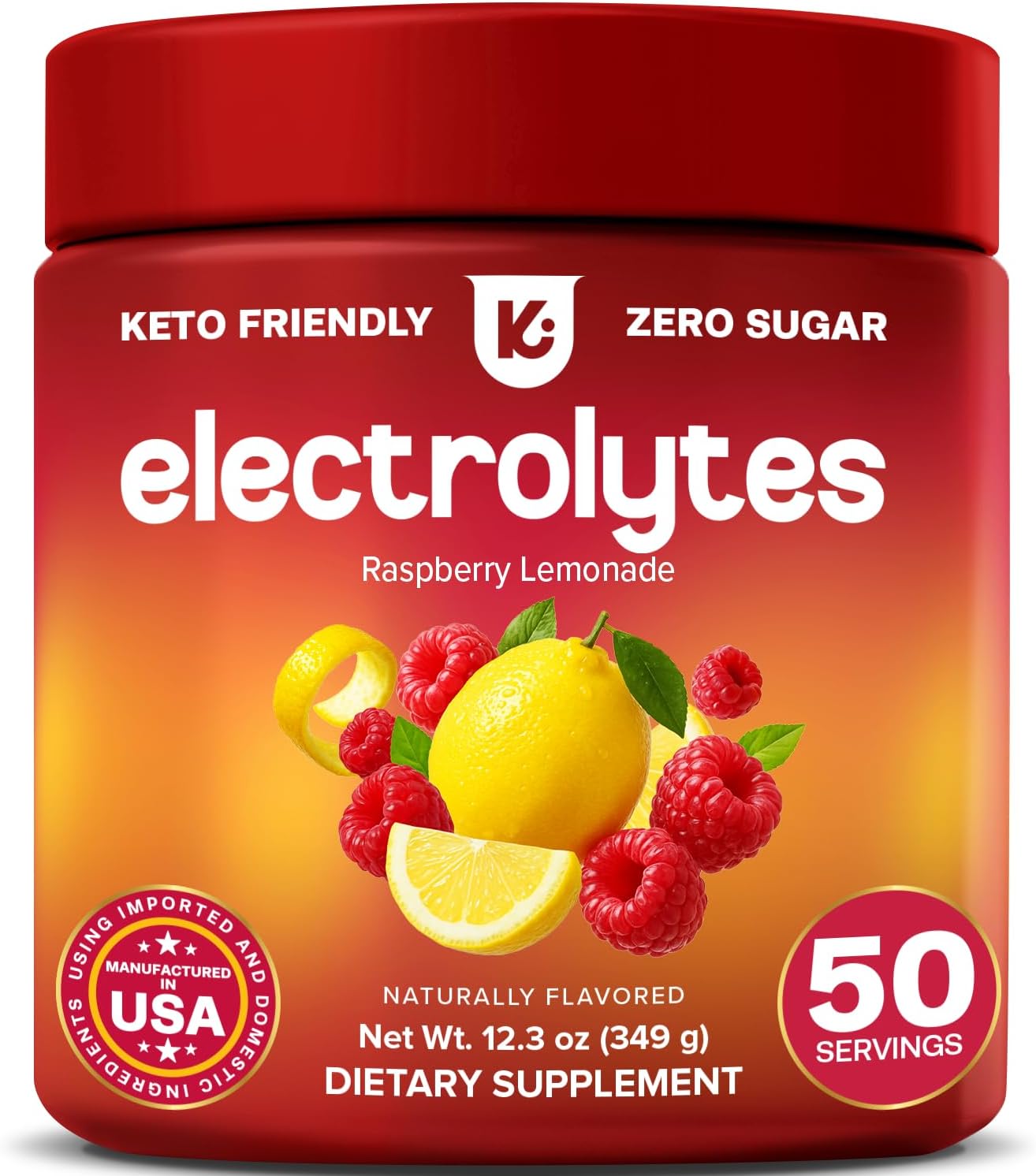Keppi Electrolytes Powder – Raspberry Lemonade Flavor 50 Servings – No Sugar Hydration Supplement with Magnesium, Potassium, Sodium – Keto, Vegan, Fasting-Friendly, Zero Calorie Electrolyte Drink