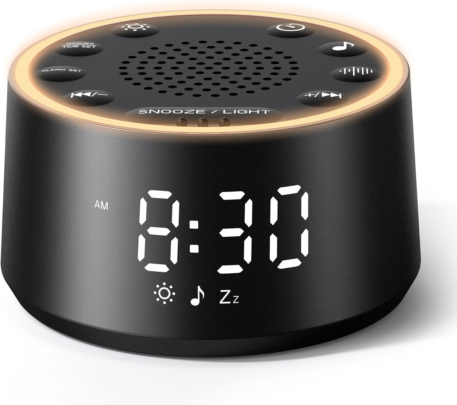 Dreamegg Sound Machine for Sleep – D1 Nova White Noise Sound Machine for Baby Adult with Alarm Clock, Soothing Sounds, Dimmable, White Noise Alarm Clocks for Bedrooms Heavy Sleepers Travel, Black