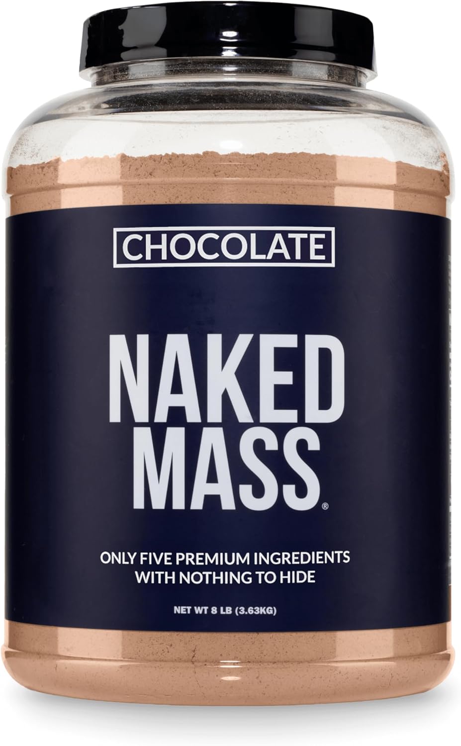NAKED Chocolate Mass Gainer – All Natural Weight Gainer Protein Powder – 8lb Bulk, GMO Free, Gluten Free & Soy Free. No Artificial Ingredients – 1,360 Calories