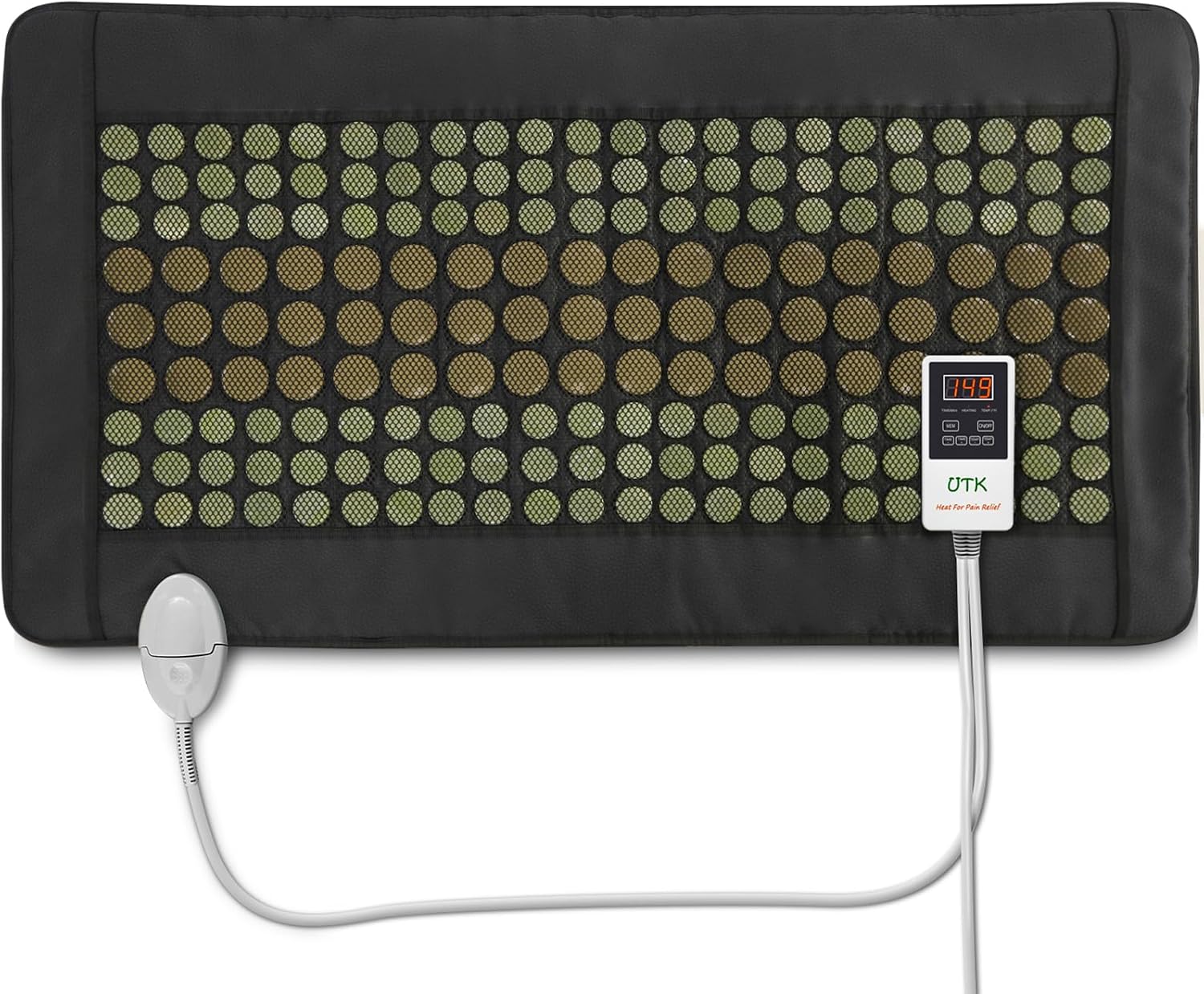 UTK Far Infrared Heating Pad for Back, 5X Deeper Pain Relief for Full Back, Thigh, Hip, Muscle, Hotter to 149℉, Weighted Electric Mat with Jade Tourmaline Stones, 22″ x 39″ Extra-Large Size