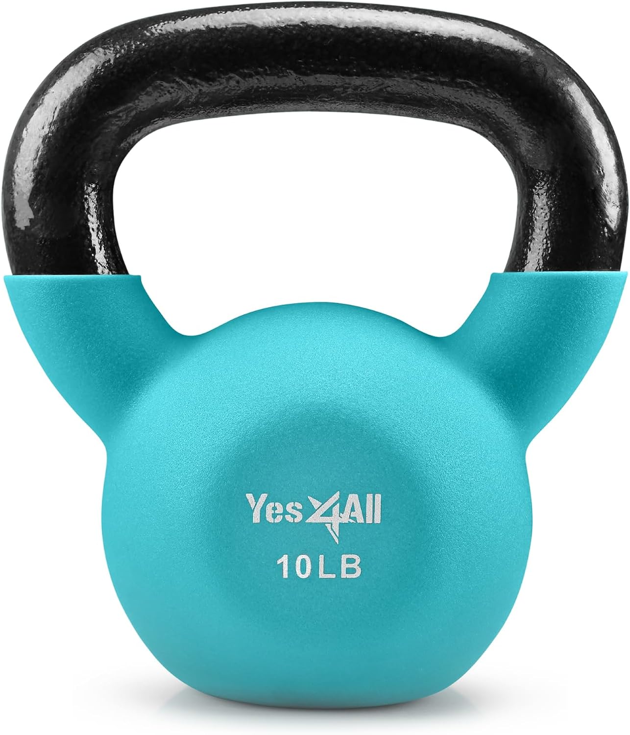 Yes4All Kettlebell, 5-65 LB Neoprene Coated Cast Iron Kettlebells, Wide Grip Handle & Flat Bottom for Swings, Squats, Deadlifts, Push Ups & Full Body Training at Home Gym – Single & Set