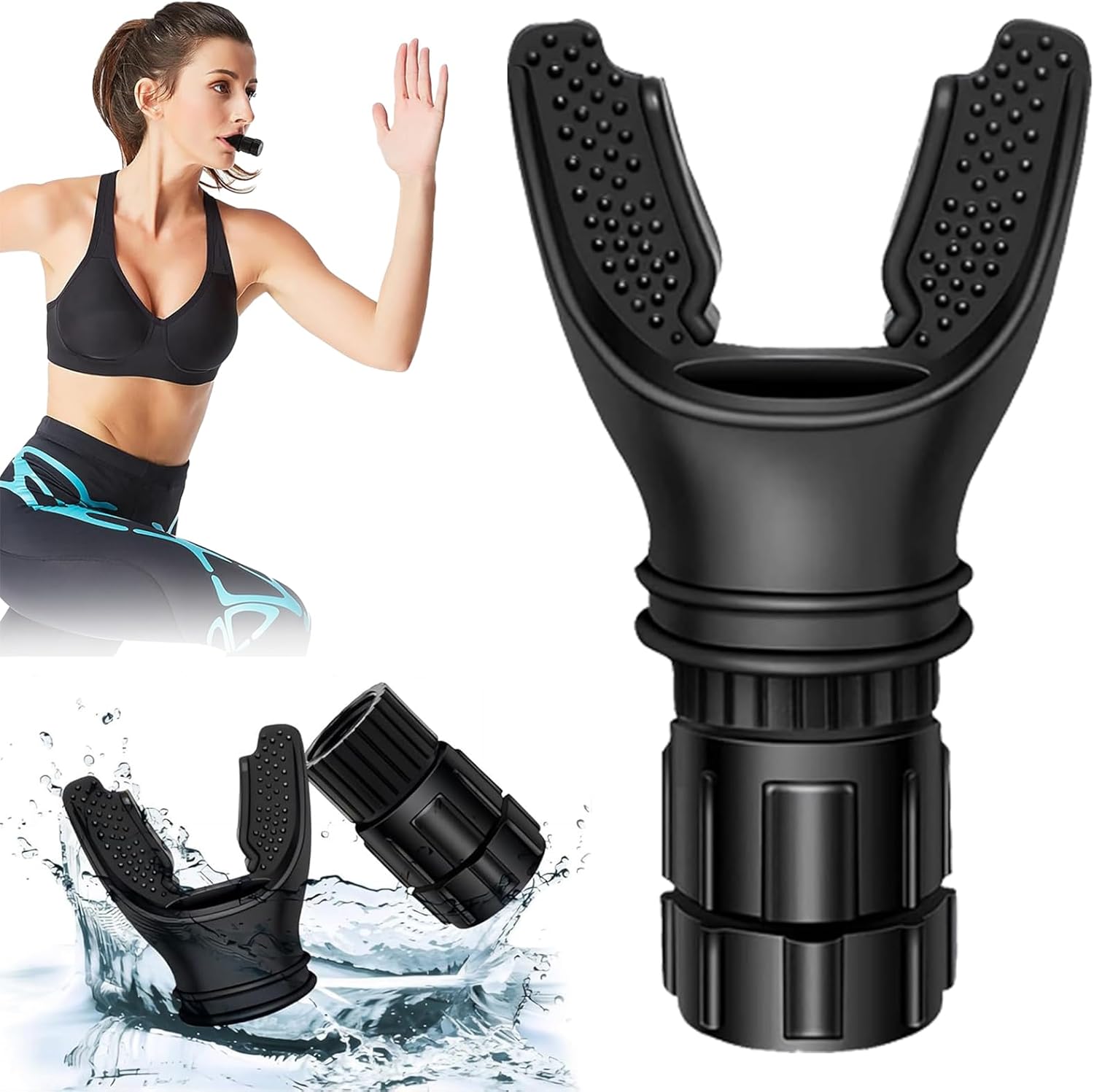 Portable breathing exercise device for lungs, Breathing trainer with Resistance Adjustable, Lung Trainer with excellent quality silicone, Improve Breathing Capacity and Endurance,Easy to Clean and Use