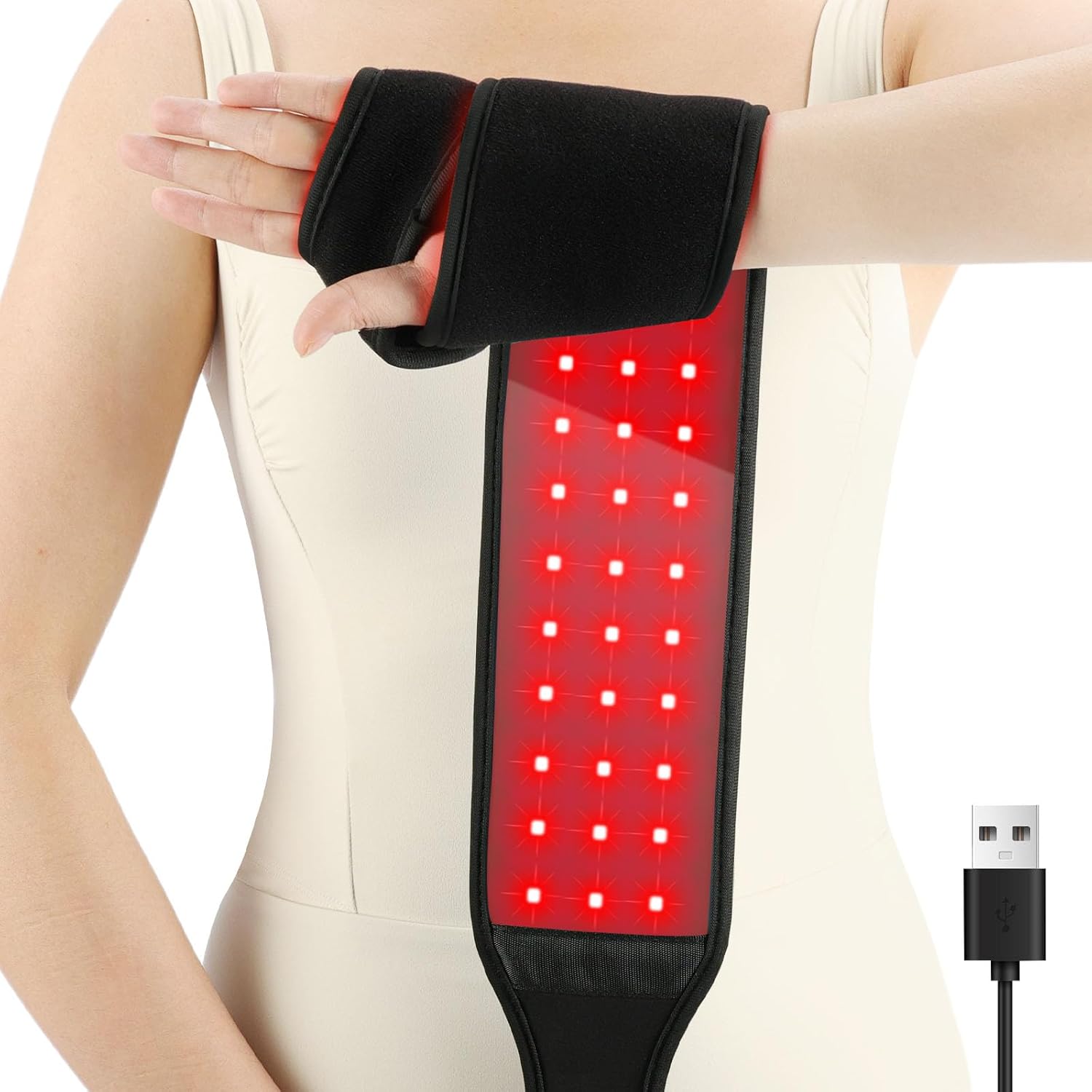 Comfytemp Red Light Therapy Wrap for Body, 37” Near Infrared Light Belt for Face Knee Ankle, 10W Wearable Wrap with 63 LEDs for Hand Foot Joint Muscle, 660nm & 850nm(Corded)