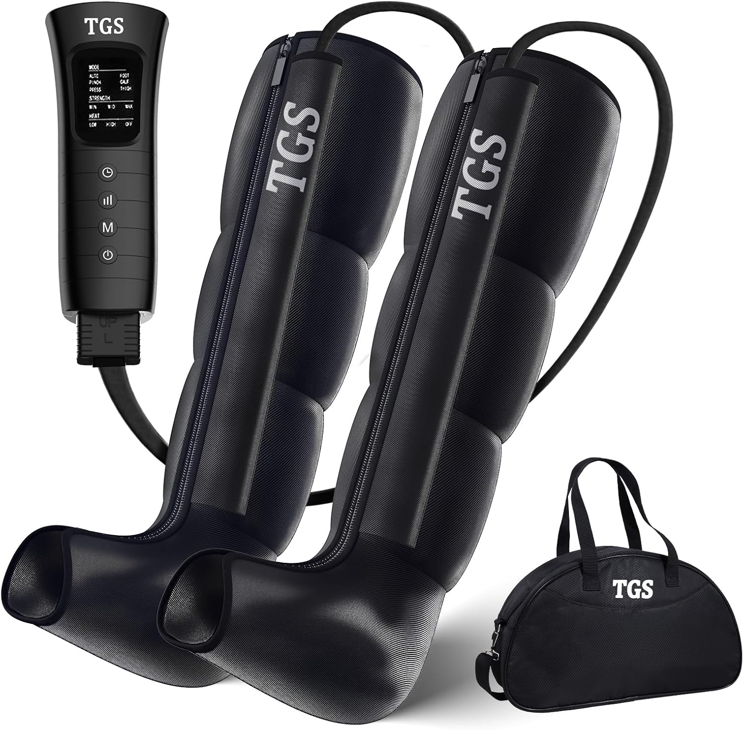 TGS Air Compression Leg Massager (Model: FE-7204B), Black