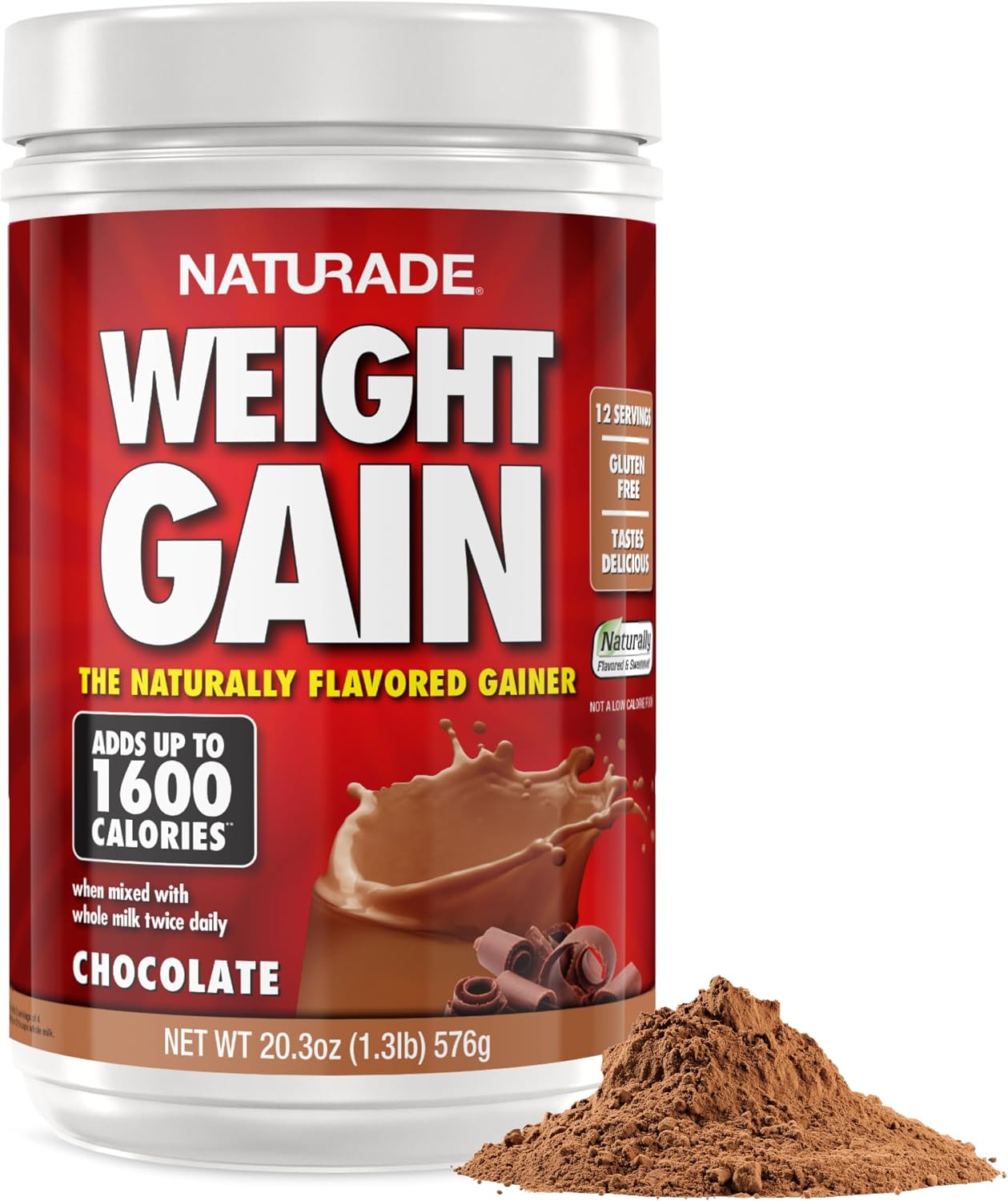 Naturade Weight Gain Nutrition Drink Mix for Healthy Weight Support, Balanced Calories with Protein, Vitamins & Minerals, Chocolate – 20.3 oz