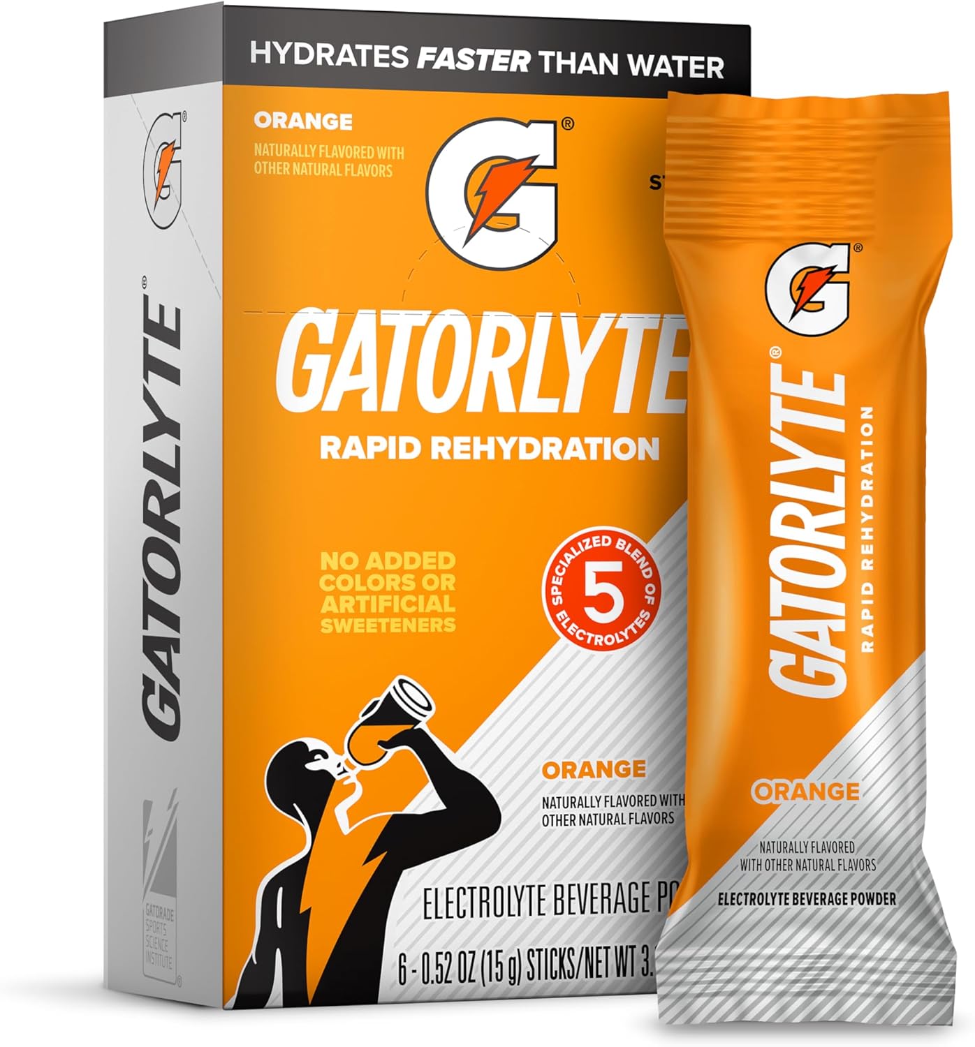 Gatorlyte Powder Orange, 16.9oz (Pack of 6)