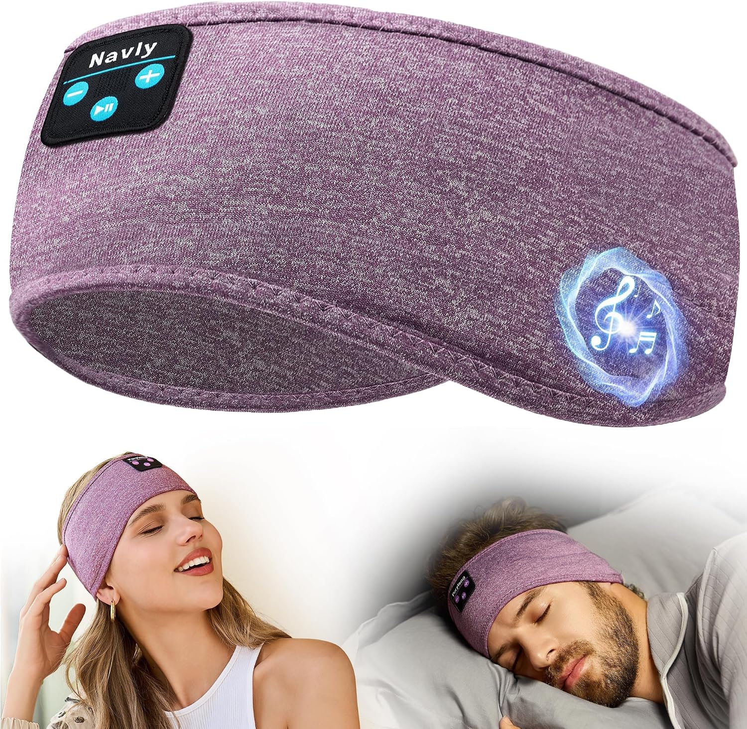 Navly Bluetooth Headband Headphones, Ultra-Long Play Time Sleeping Headphones with Built-in HD Hi-Fi Speakers, Perfect for Workout, Yoga, Travel, Meditation